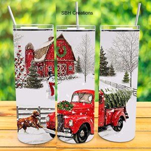 Red Truck winter scene Tumbler